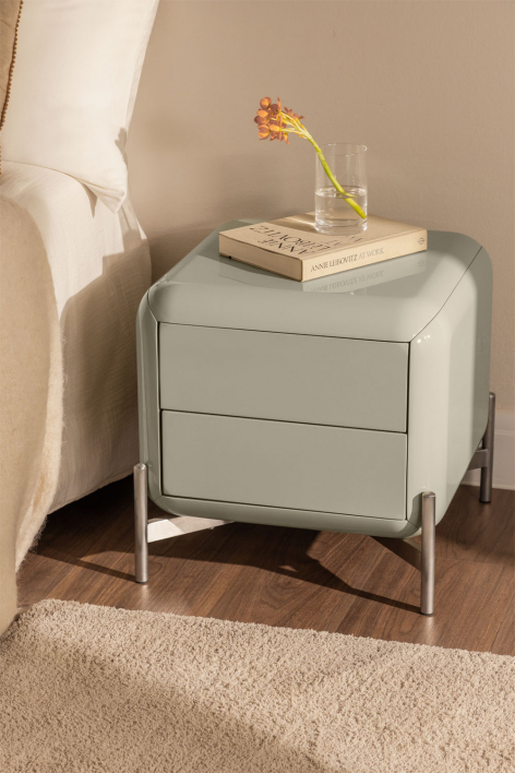 Pack de 2 tables de chevet 45x45 cm en MDF Alazne - Vert Laurier