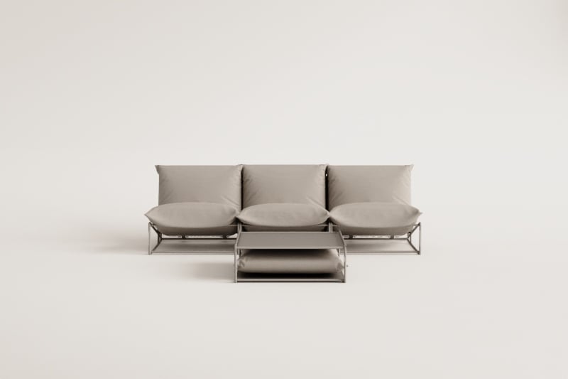 Ensemble de jardin avec canapé modulaire 3 pièces et table d'appoint convertible Amaro