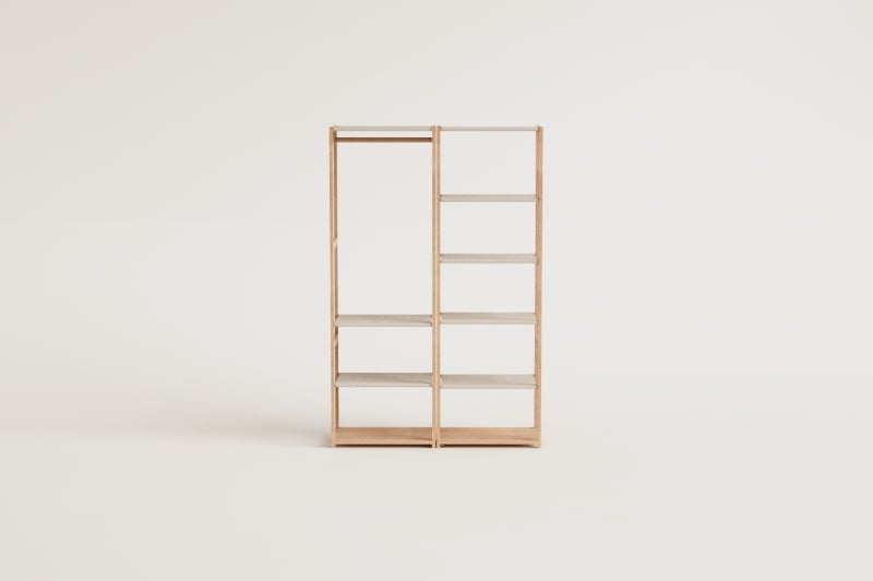 Armoire modulaire ouverte 2 pièces Deneb avec étagères en bambou