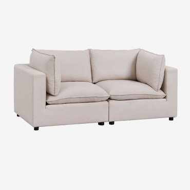 Canapé Modulable 2 Pièces Daniela Tissu Beige Crème - Sklum