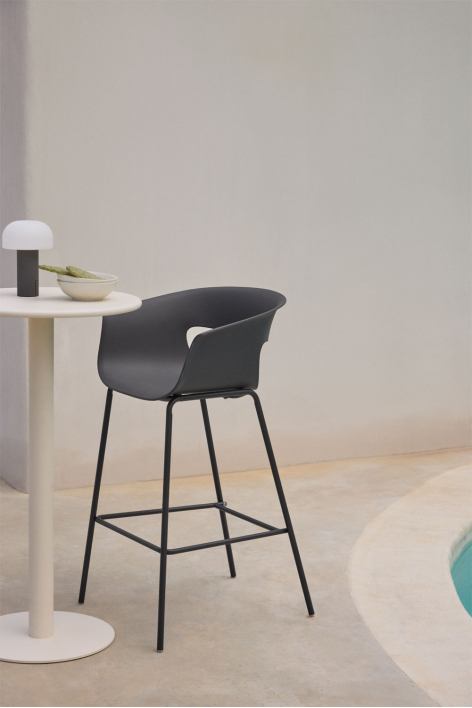 Tabouret haut de jardin 75 cm en polypropylène et acier gris graphite Alanys