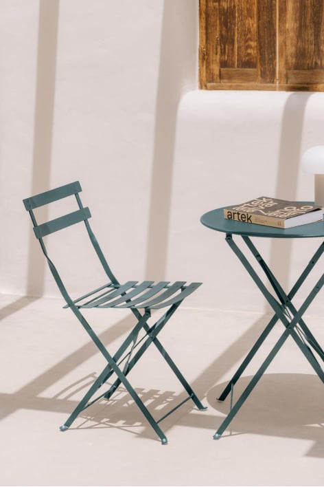 Pack de 2 chaises de jardin pliantes en acier Sergey - Vert Jungle