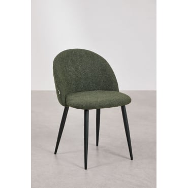 Pack de 4 chaises de salle à manger Kana en tissu bouclé