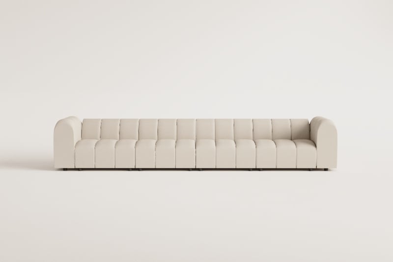 Canapé modulaire 4 pièces et pouf en tissu bouclé Eliot