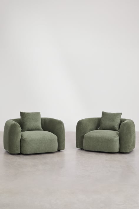 Lot de 2 fauteuils en chenille vert sauge Coco