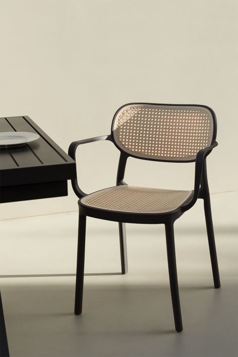 Chaise de jardin empilable avec accoudoirs en polypropylène Omara