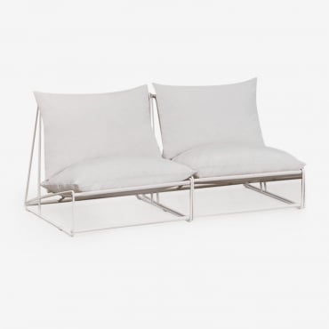Canapé De Jardin Modulable 2 Pièces Amaro Blanc Gardenia - Sklum