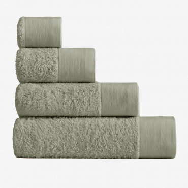 Serviette En Coton Et Lin Markel Vert Laurier & Serviette De Bain (100 X 180 Cm) - Sklum