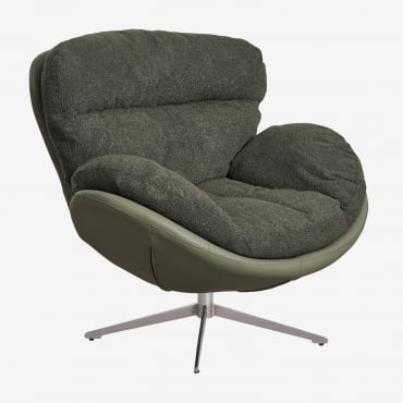 Chaise Pivotante En Tissu Bouclé Amanda Bouclé Vert Militaire - Sklum
