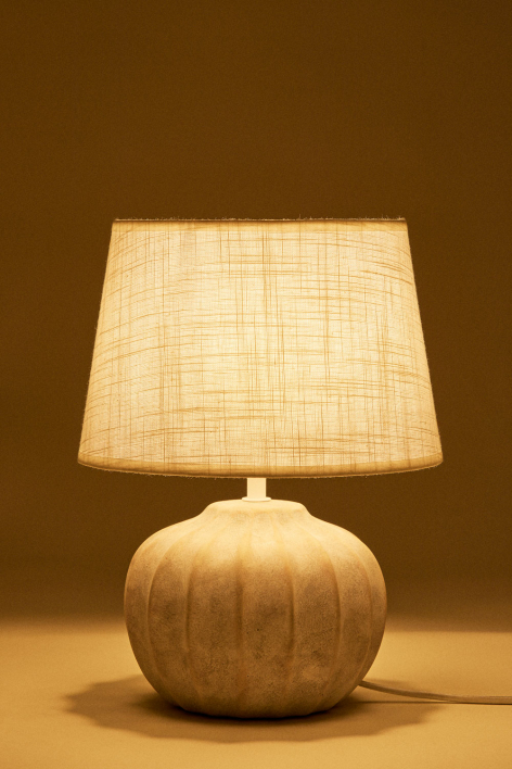 Lampe de table Yalira 30 cm en céramique et lin