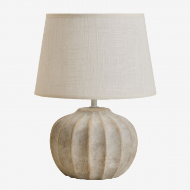 Lampe De Table Yalira 30 Cm En Céramique Et Lin Beige Crème - Sklum