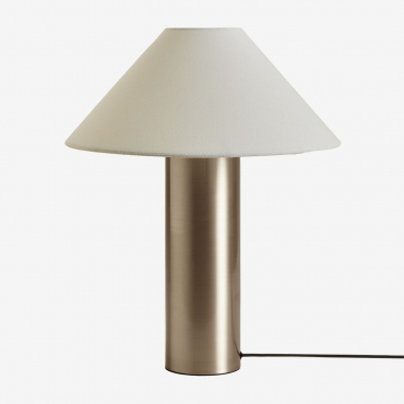 Lampe De Table Barak En Lin Et Fer Gris Nickel - Sklum