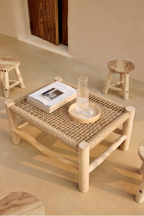 Table basse de jardin rectangulaire 80x60 cm en bois de teck Bientina