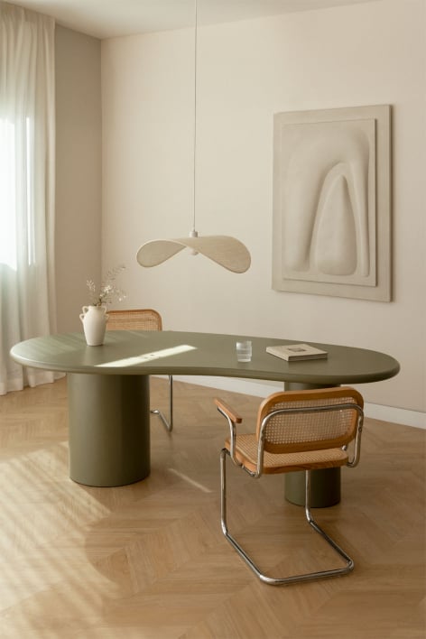 Table à manger ovale 220x115 cm en MDF Billie - Vert Sauge