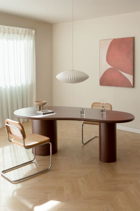 Table à manger ovale 220x115 cm en MDF Billie - Brun Café