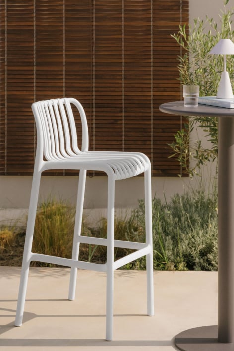 Tabouret haut de jardin 75 cm empilable en polypropylène blanc gardenia Wendell - Blanc Gardenia