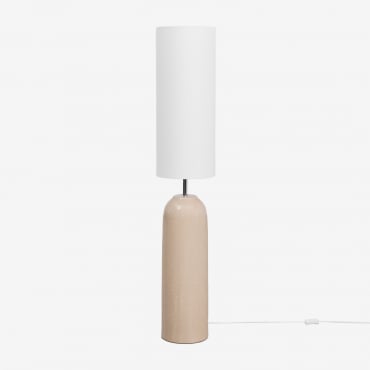 Lampadaire En Céramique Et Lin Cannelle Beige Crème - Sklum