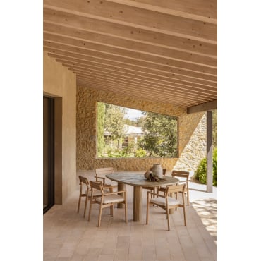 Table de jardin ovale en bois d'acacia Ginara