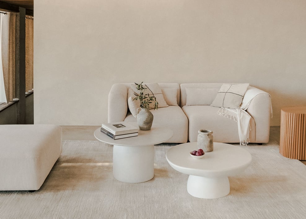 Canapé modulaire 2 pièces Fogler - Velours Côtelé Beige Lin