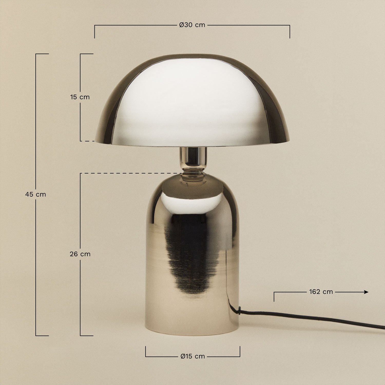 Lampe de table en fer Lenasia, mesures