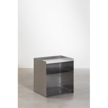 Pack de 2 tables de chevet rectangulaires 45x35 cm en acier inoxydable Nolvia
