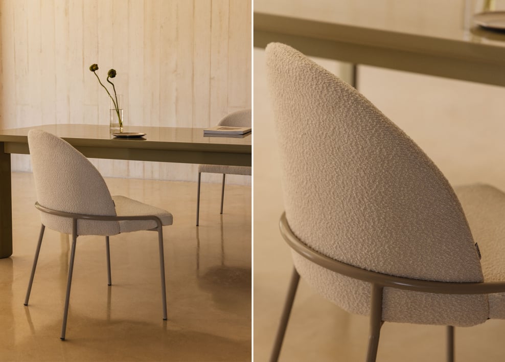 Chaise de salle à manger rembourrée Grolet - Boucle Blanc