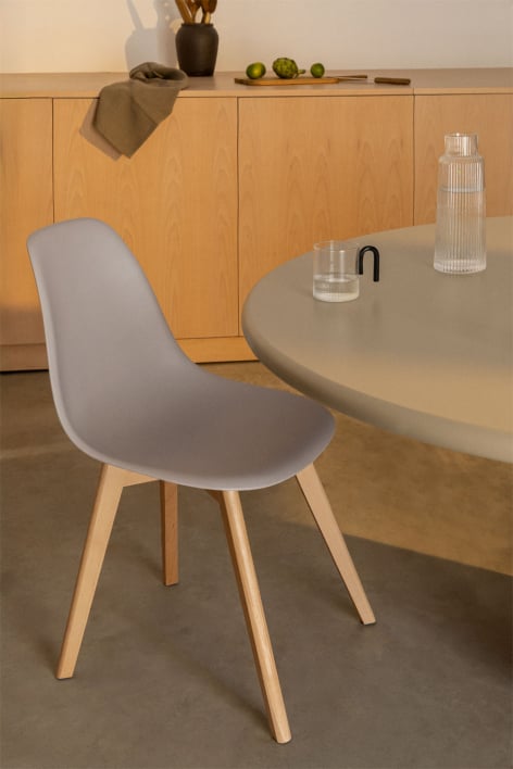 Chaise de salle à manger en polypropylène et bois de hêtre Scand Nordic - Gris Clair