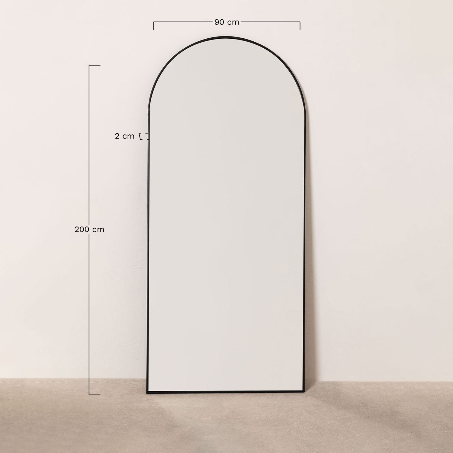 Miroir mural en métal Belm, mesures