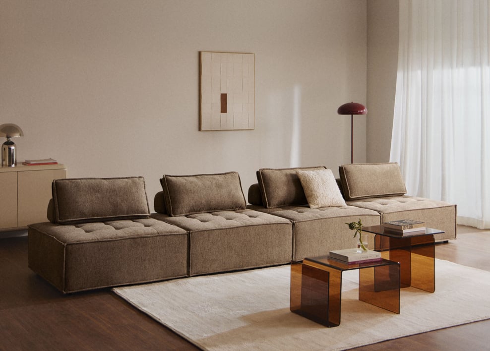 Canapé modulable 4 pièces en tissu Vermont