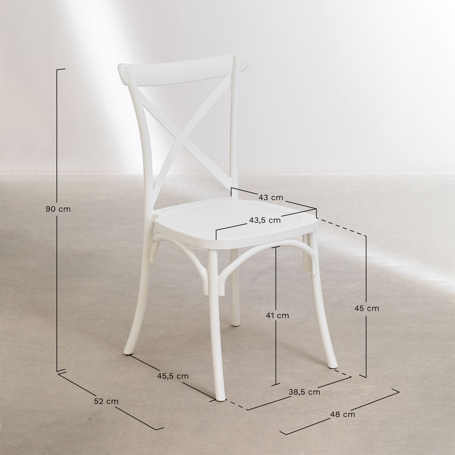 Chaise de jardin empilable en polypropylène Otax, mesures