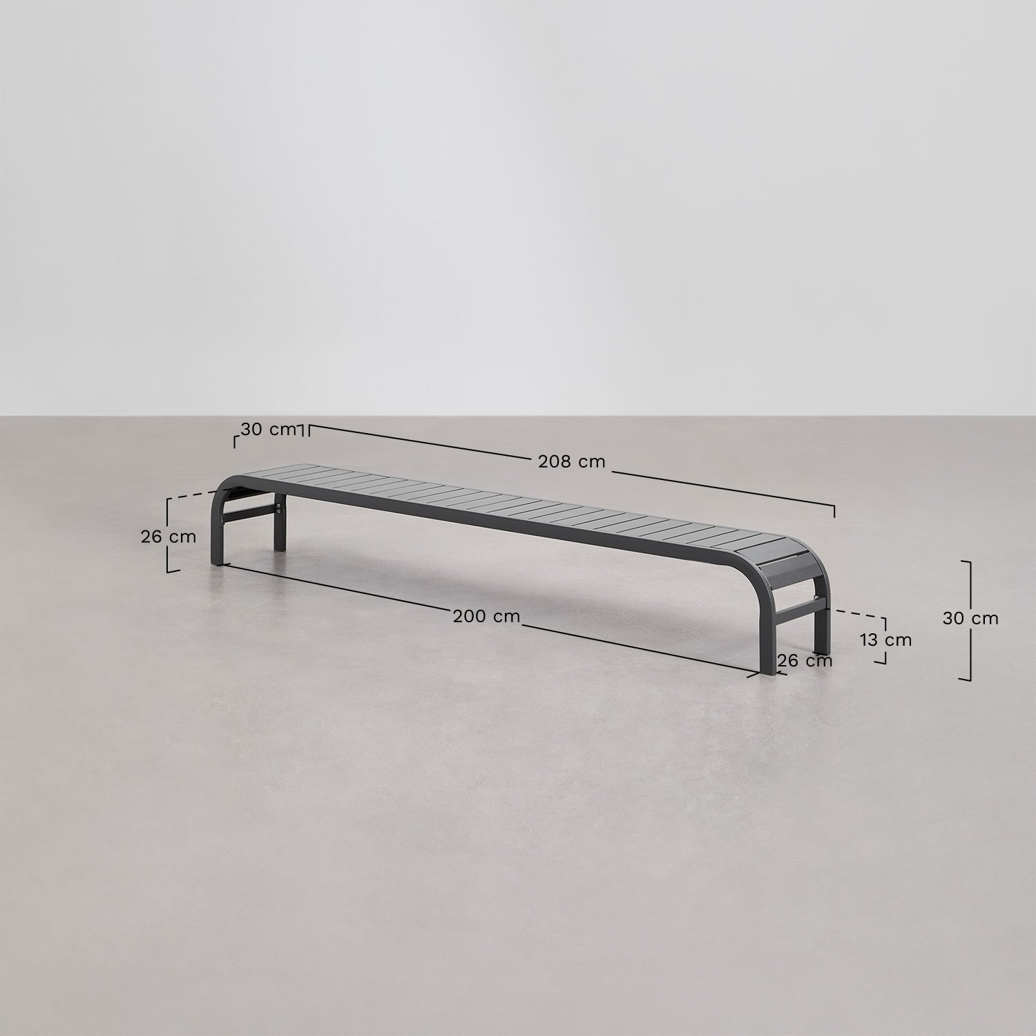 Ensemble de 2 chaises longues inclinables et 2 tables d'appoint en acier Marietta, mesures