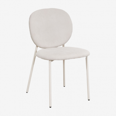 Lot De 2 Chaises De Salle À Manger Empilables Rembourrées Gloriel Velours Côtelé Blanc Cassé - Sklum