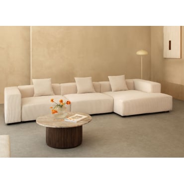 Canapé modulaire avec méridienne droite de 3 pièces ↔︎375 cm avec accoudoir haut Bruna