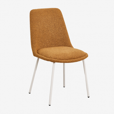 Lot De 4 Chaises De Salle À Manger En Tissu Bouclé Chicago Bouclé Miel - Sklum