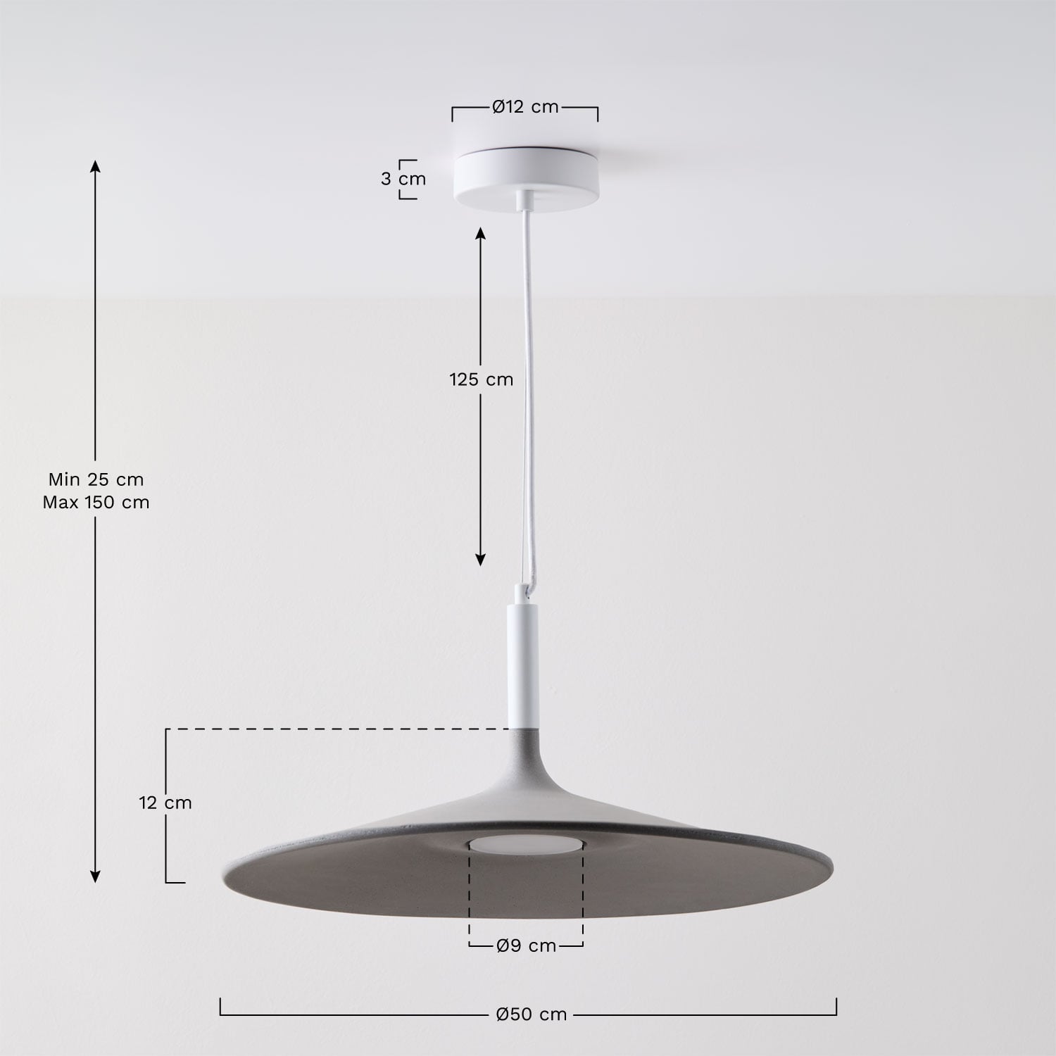 Suspension LED Kaula Ø50 cm, mesures