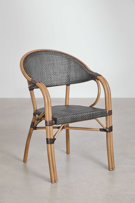 Chaise de salle à manger empilable en aluminium avec accoudoirs Brielle Bistro - Brun Café