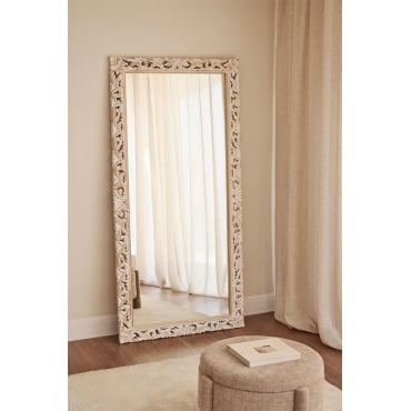 Miroir mural rectangulaire en bois de manguier Arnas