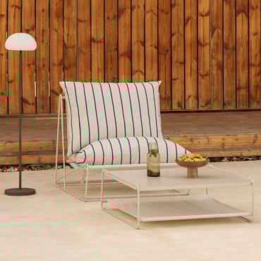 Ensemble De Jardin Avec Fauteuil Et Table D'appoint Convertible Amaro Tapioca Beige - Bleu Marin - Sklum