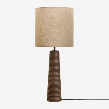 Lampe De Table En Bois De Manguier Malva ↑40 Cm & Marron Sable Clair Ø30 Cm - ↑30 Cm Arlina - Sklum
