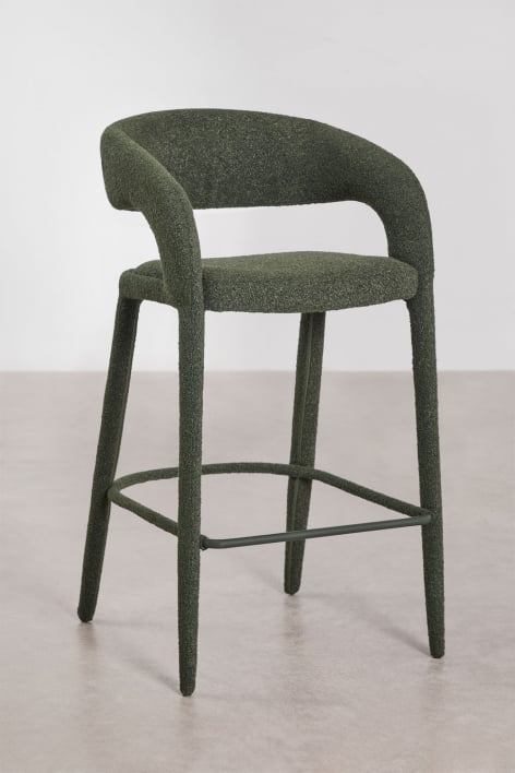 Lot de 2 tabourets hauts 75 cm en tissu bouclé vert armée Arazeina - Bouclé Vert Militaire