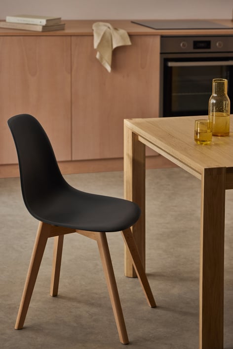 Chaise de salle à manger en polypropylène et bois de hêtre Scand Nordic - Noir