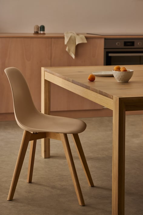 Chaise de salle à manger en polypropylène et bois de hêtre Scand Nordic - Brun Blé