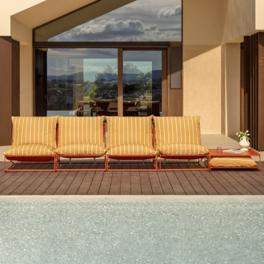 Ensemble De Jardin Modulaire Amaro 4 Pièces Avec Canapé Et Table D'appoint Jaune Miel - Rouge Argile - Sklum