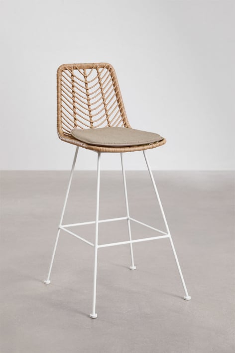 Lot de 4 tabourets hauts en rotin synthétique Gouda Natural - Blanc