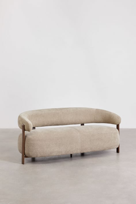 Canapé panoramique convertible avec 2 coffres paola en tissu - beige PAOLA