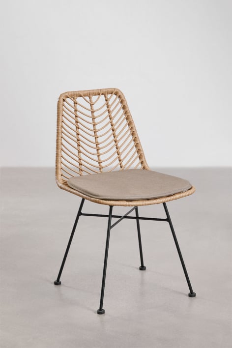 Lot de 2 chaises de salle à manger en rotin synthétique Gouda Natural - Noir