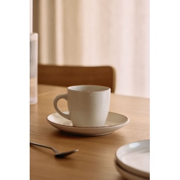 Lot de 2 tasses à café en grès Ronilena avec soucoupes, 22 cl