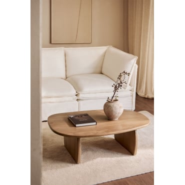 Table basse ovale 110x70 cm en bois de manguier Agathe