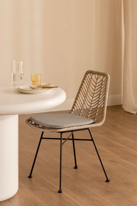 Chaise de salle à manger en rotin synthétique naturel Gouda - Noir