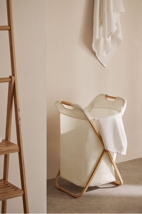 Panier à linge en bambou et polyester Brais